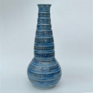 Tall Bud Blue Incised Vase